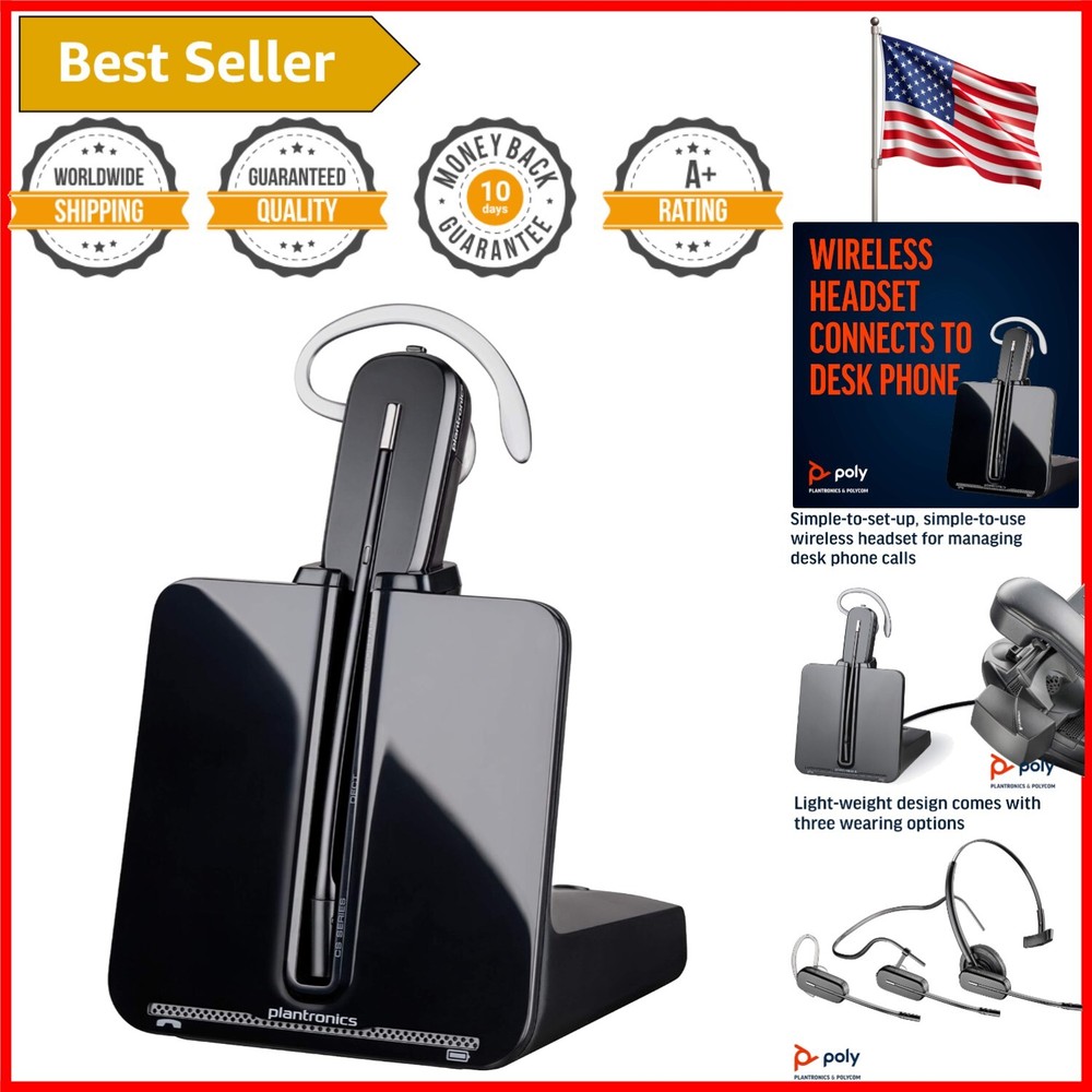 Professional Poly Wireless DECT Headset - 120m Range & 7-Hour Battery Life