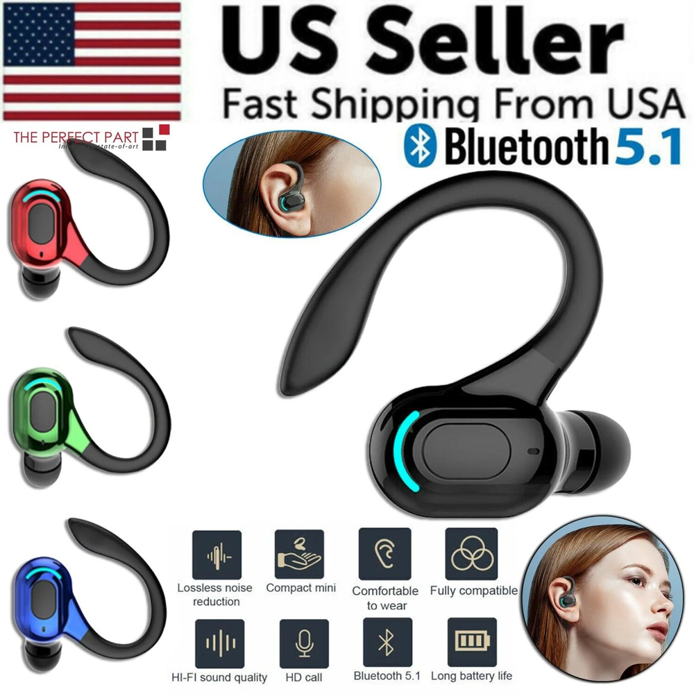 Bluetooth 5.1 Wireless Earbuds with Ear Hook for Stereo Sound