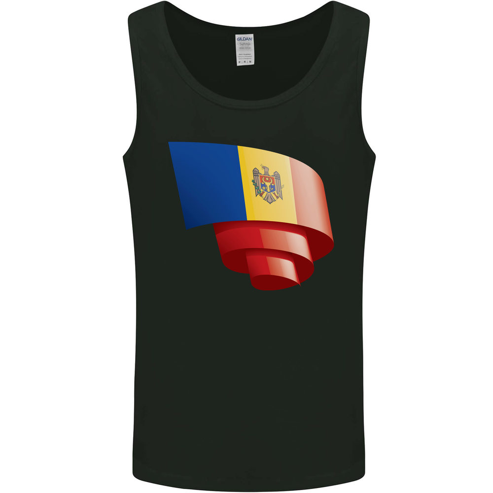 Curled Moldova Flag Moldovan Day Football Mens Vest Tank Top