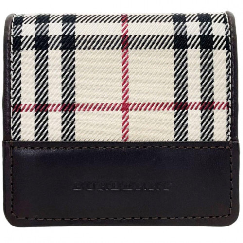 BURBERRY Nova Check Leather Coin Wallet Beige 2830