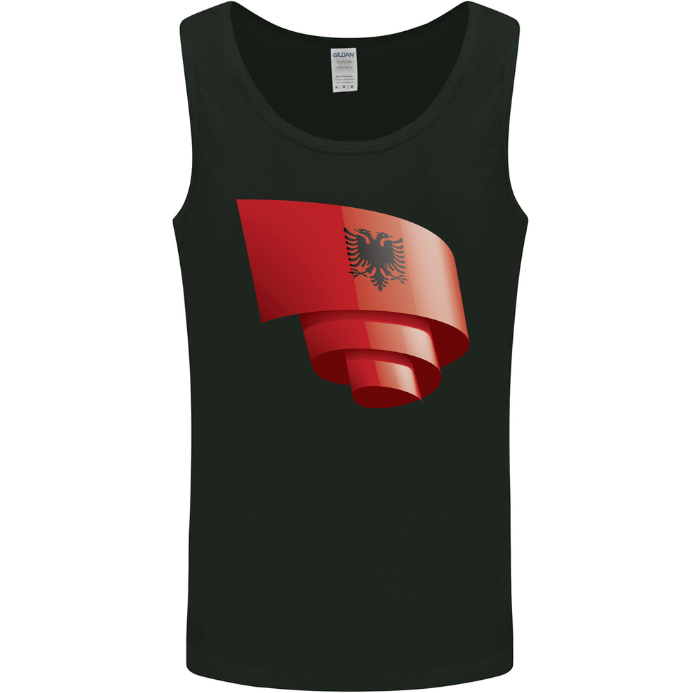 Curled Albania Flag Albanian Day Football Mens Vest Tank Top