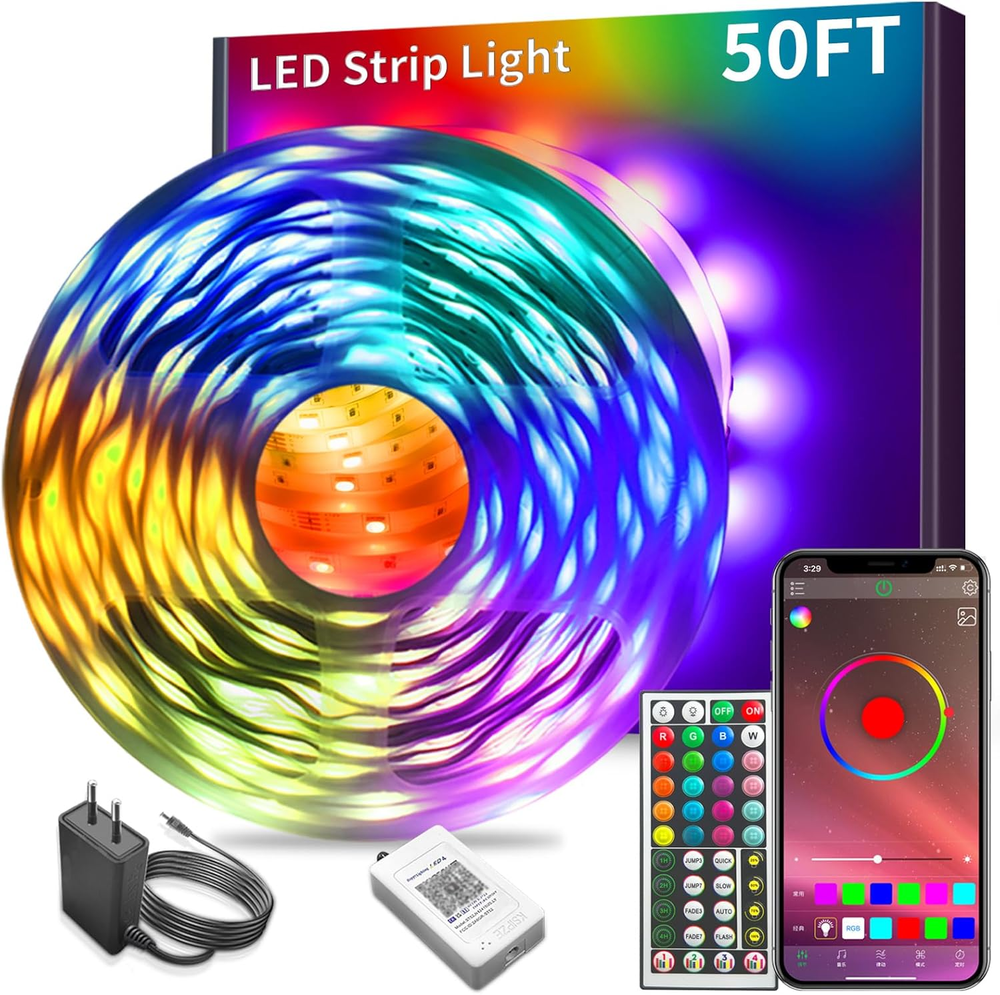 Led Lights for Bedroom 50Ft Led Strip Lights with Remote RGB Color Changing Musi