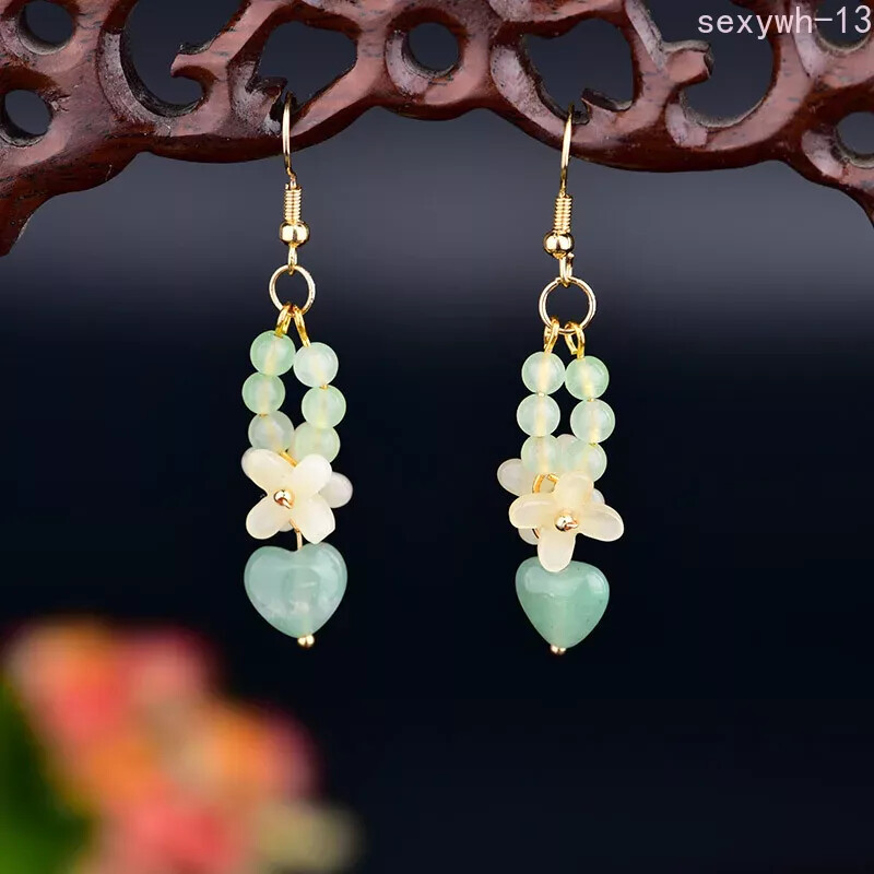 Retro Exquisite Heart-shaped Coloured Glaze Pendant Earrings Fresh Elegant