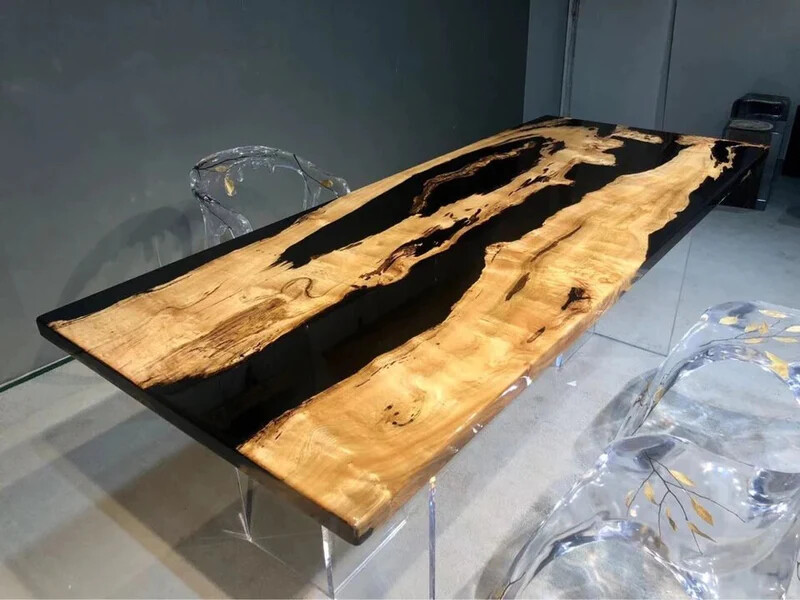 Epoxy Table Top with Natural Acacia Wood for Living Room Furniture Decor