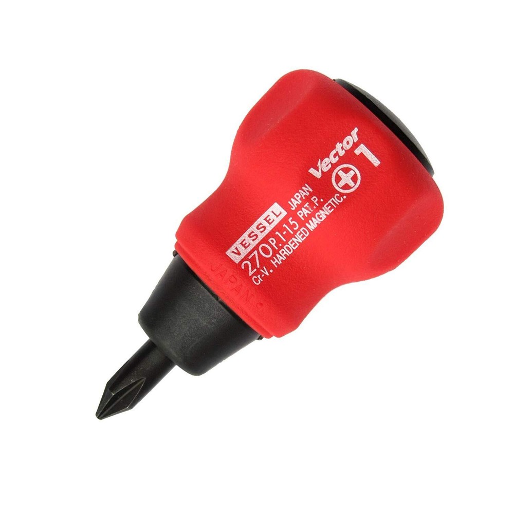 VESSEL Vector Stubby Screwdriver with 15mm Bit B-270