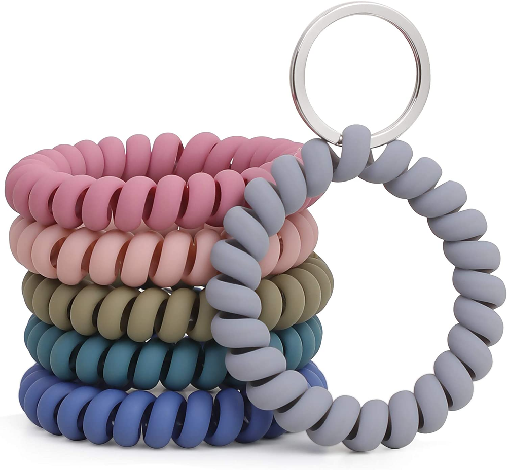 6-Pack Stretchable Wrist Keychain Spring Fle Wristband