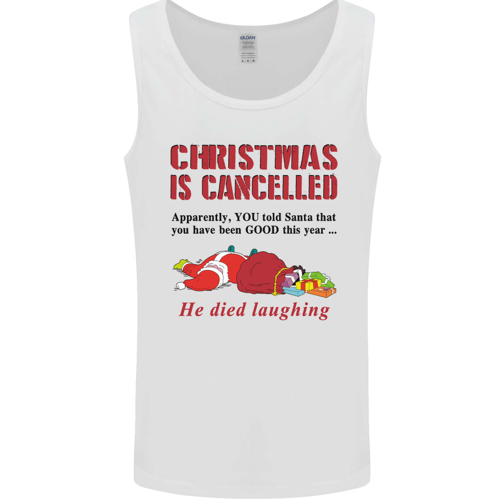 Christmas Is Cancelled Funny Santa Clause Mens Vest Tank Top