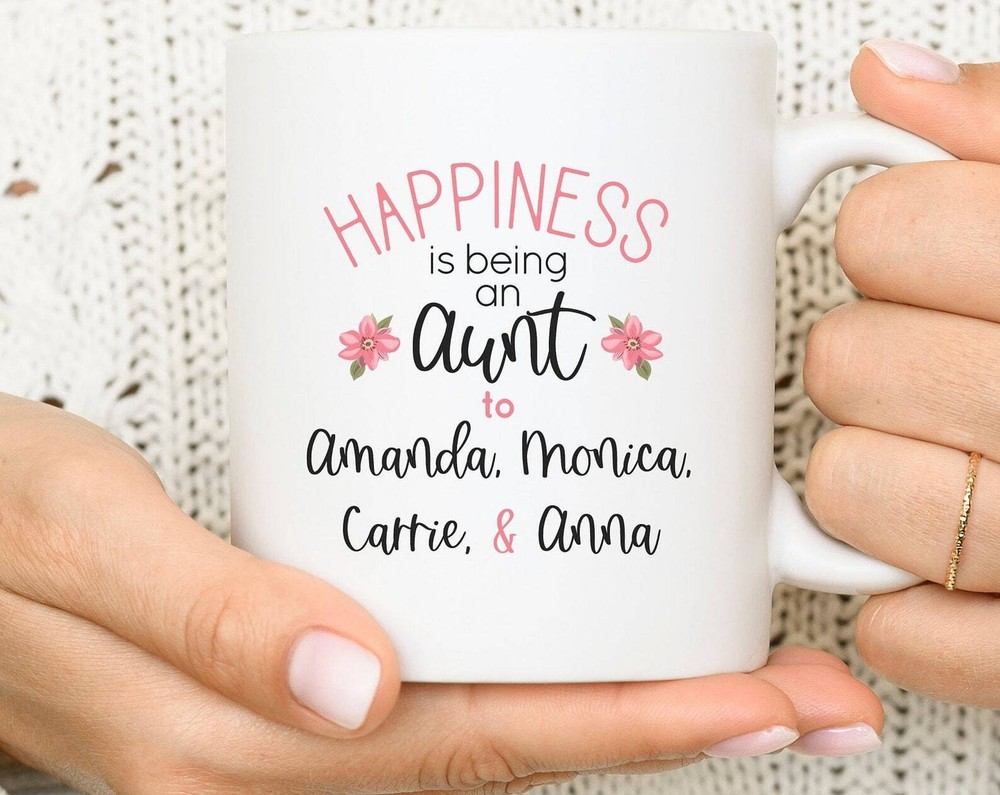 Happiness Is Being An Aunt Coffee Mug Personalized Mug Pregnancy Announcement