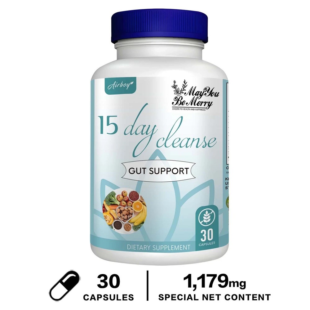 15 Day Cleanse - Gut and Colon Support, Advanced Formula Fiber, Detox, Non-GMO