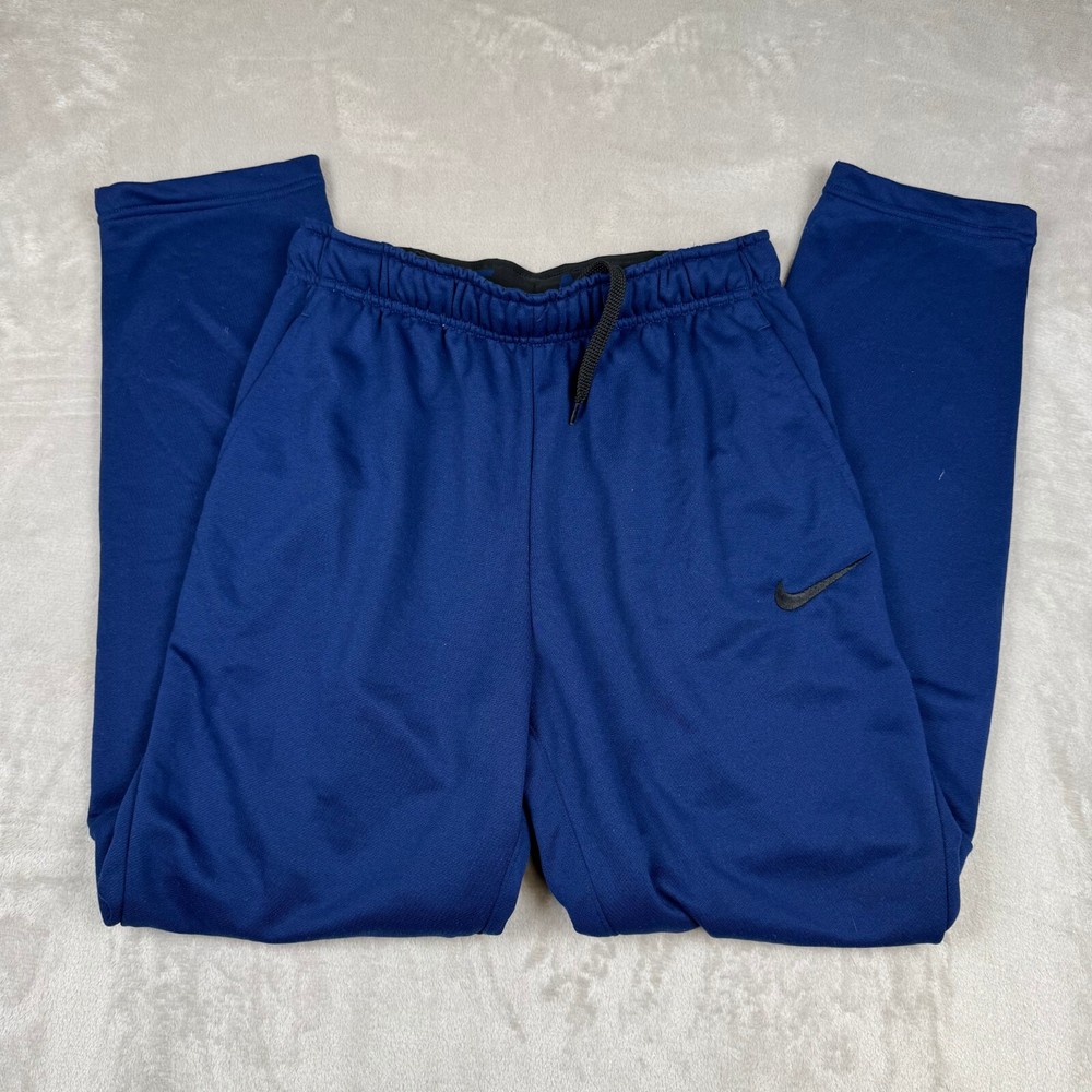 Nike Dri-Fit Sweatpants Adult M Blue Joggers Sweats Black Swoosh Mens