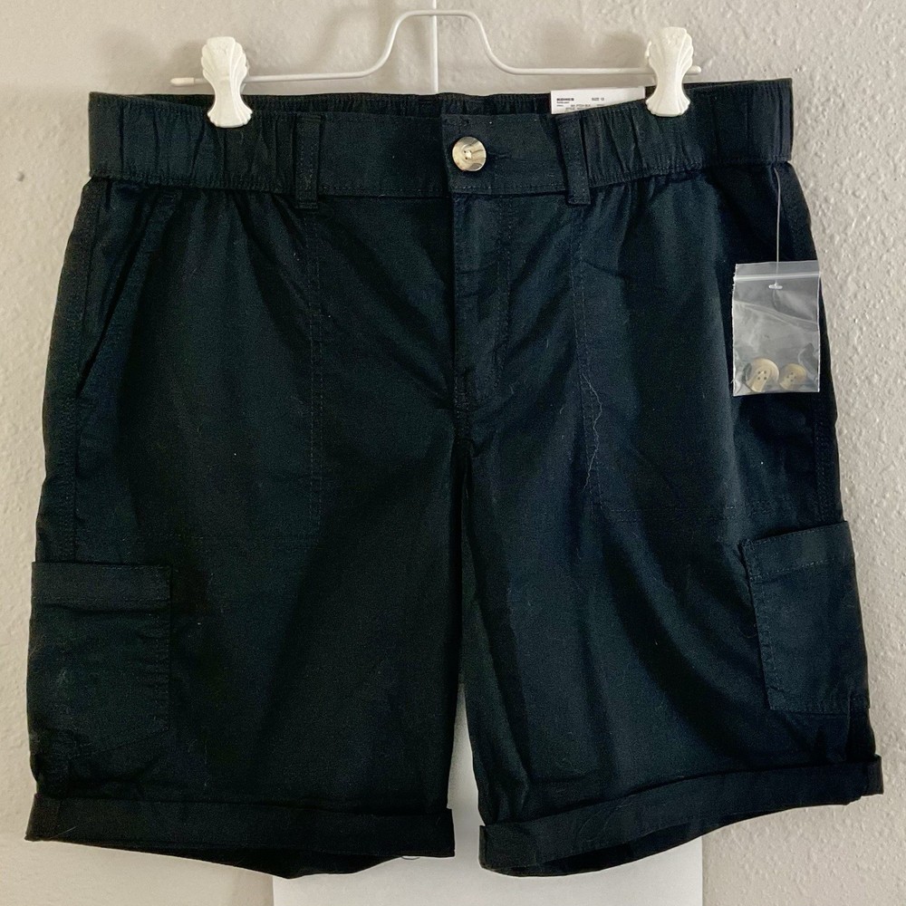 Sonoma Solid Black Shorts Women's Size 12 Cuffed Pockets Relaxed Fit