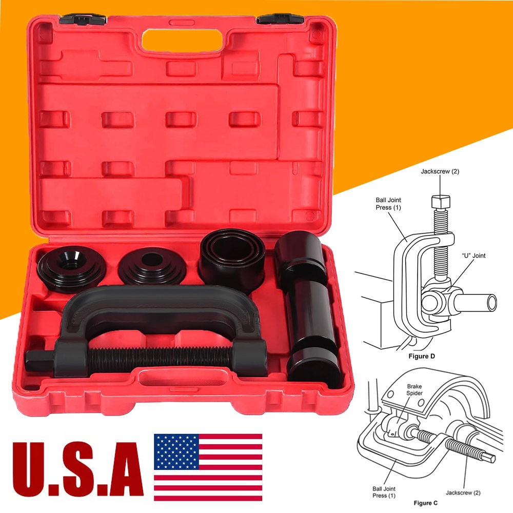 4 In 1 Ball Joint Press & U Joint Press Tool with 4 x 4 Drive Adapter Red Box