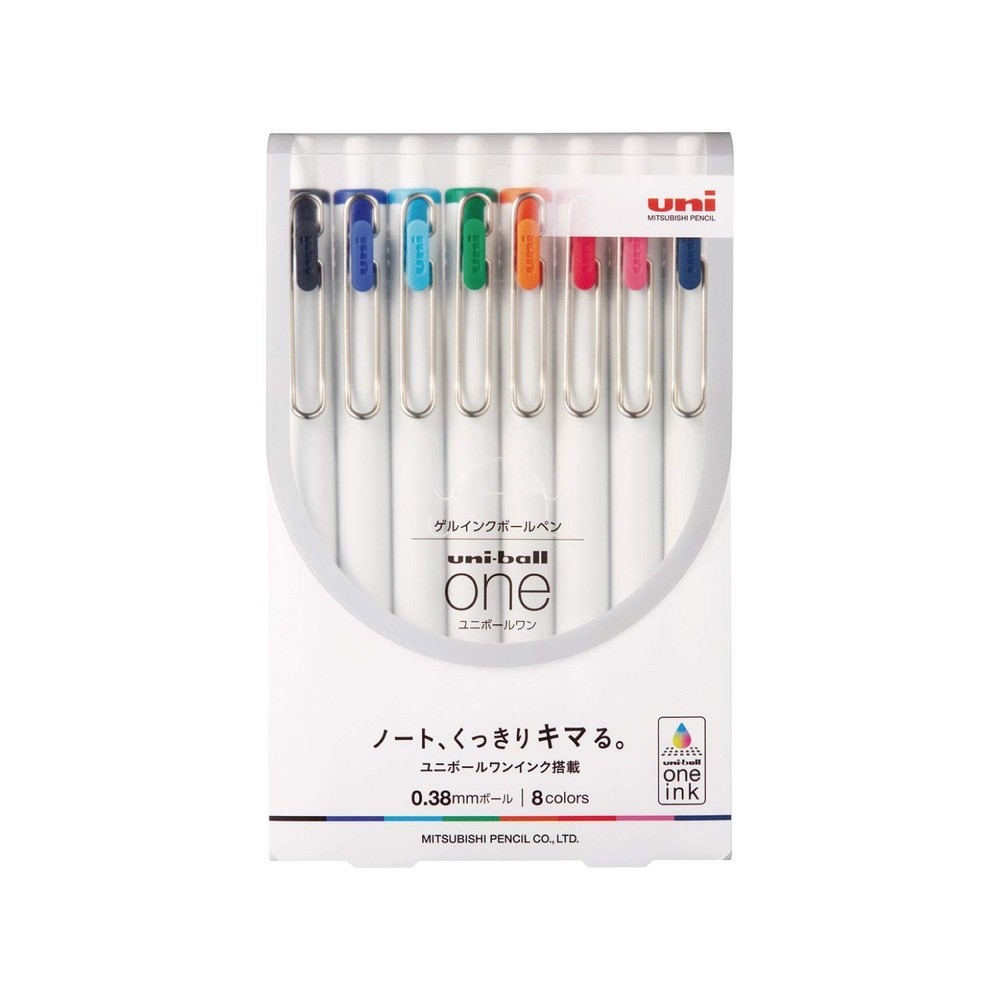 Mitsubishi Uni-ball One Gel Pen 0.38mm 8-Color Set UMNS388C
