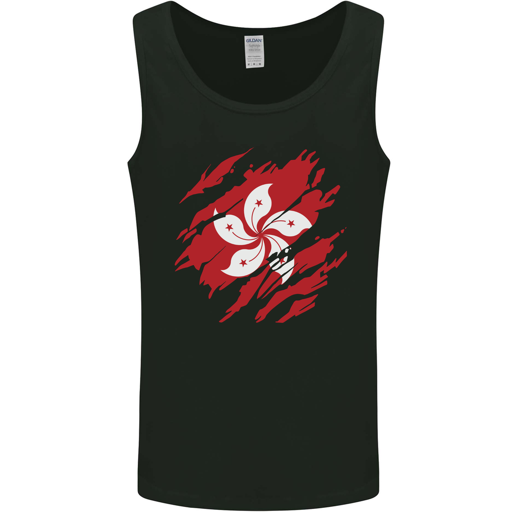 Torn Flag Hong Kong Mens Vest Tank Top