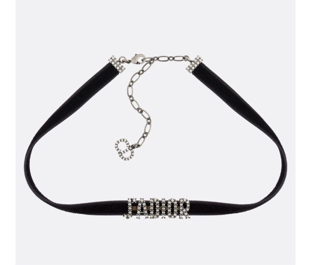 Dior Jadior Black Leather Choker Necklace