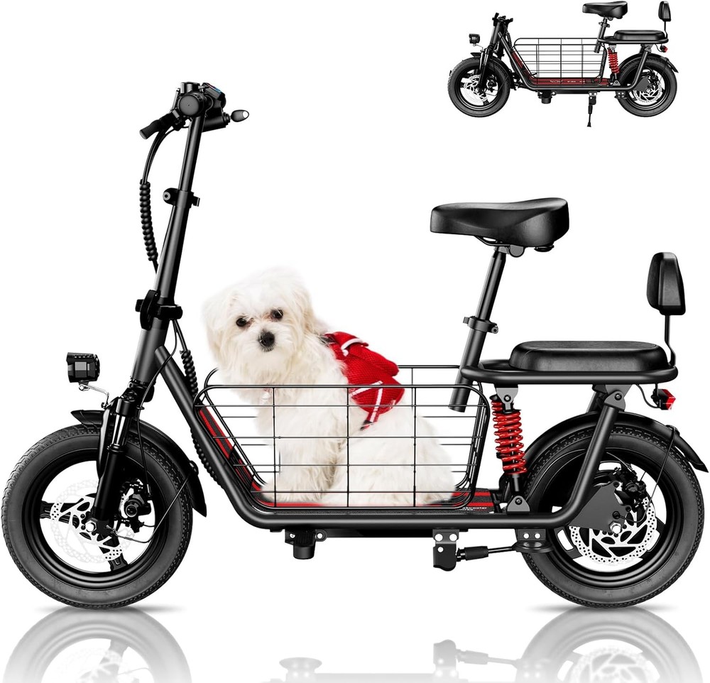 850W Electric Scooter with Seat Basket for Adults and Pets 25 Mile Range 22MPH Speed