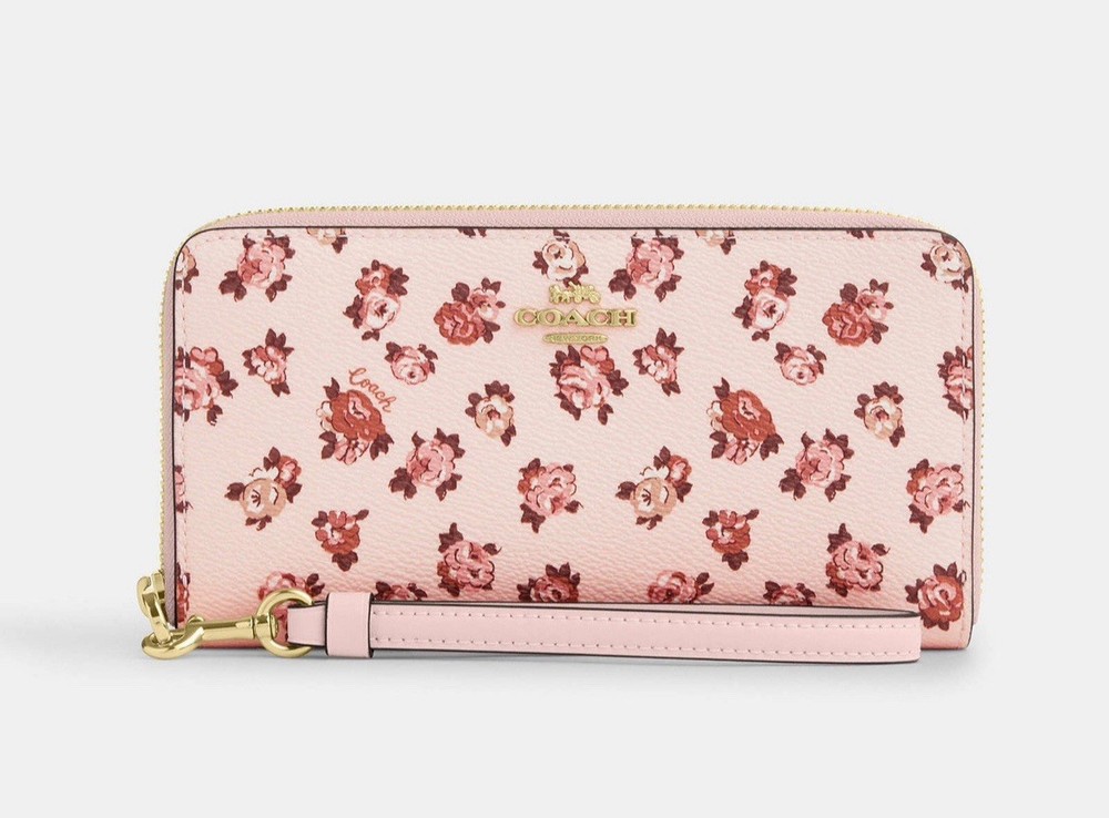NWT Coach Zip Around Long Wallet with Rosette Print Style CZ329