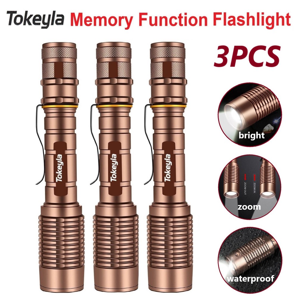 3 Pack 990000LM Super Bright LED Flashlight Handheld Torch Lamp Flashlights Zoom