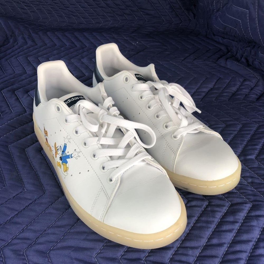 Adidas Stan Smith Donald Duck Pluto White Sneakers Size 8.5US EU 42.5