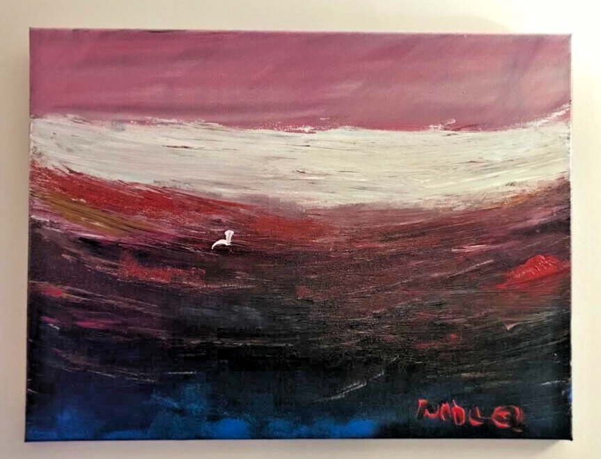 Abstract Seascape 18x24 Modern  Original Abstract Painting  SIGNED PALETTE KNIFE