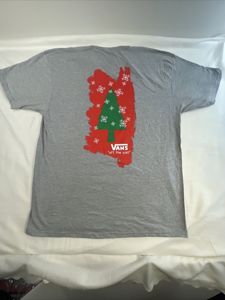 New! Vans Christmas XXL “off the wall” Men’s T-shirt Classic Fit Gray