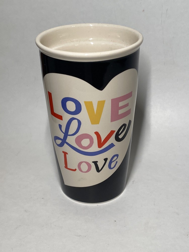 Starbucks Pride Valentine Day Black Heart Love Ceramic Traveler Tumbler Mug 12oz-image