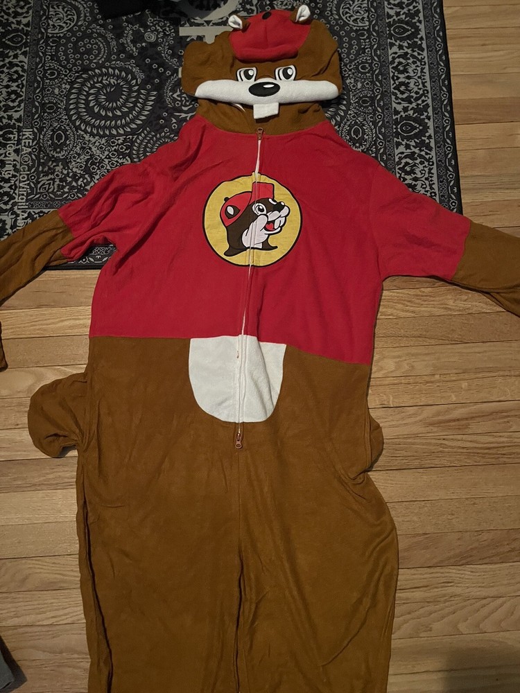 Buc-ee's Beaver Mascot Body Suit One Piece Costume Pajamas  (L/XL)