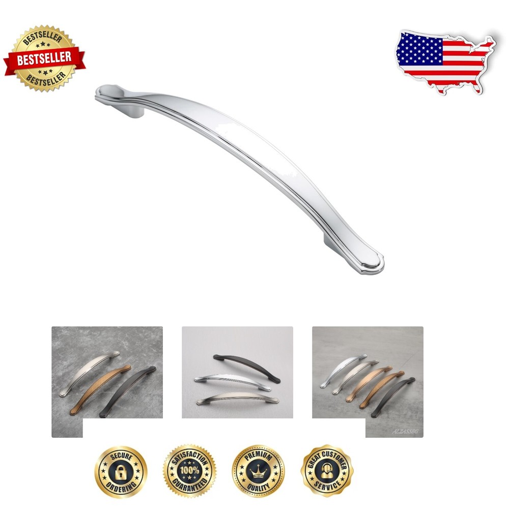 Versatile 10 Pack Chrome Cabinet Handles – Arch Style, 5 Inch Hole Centers