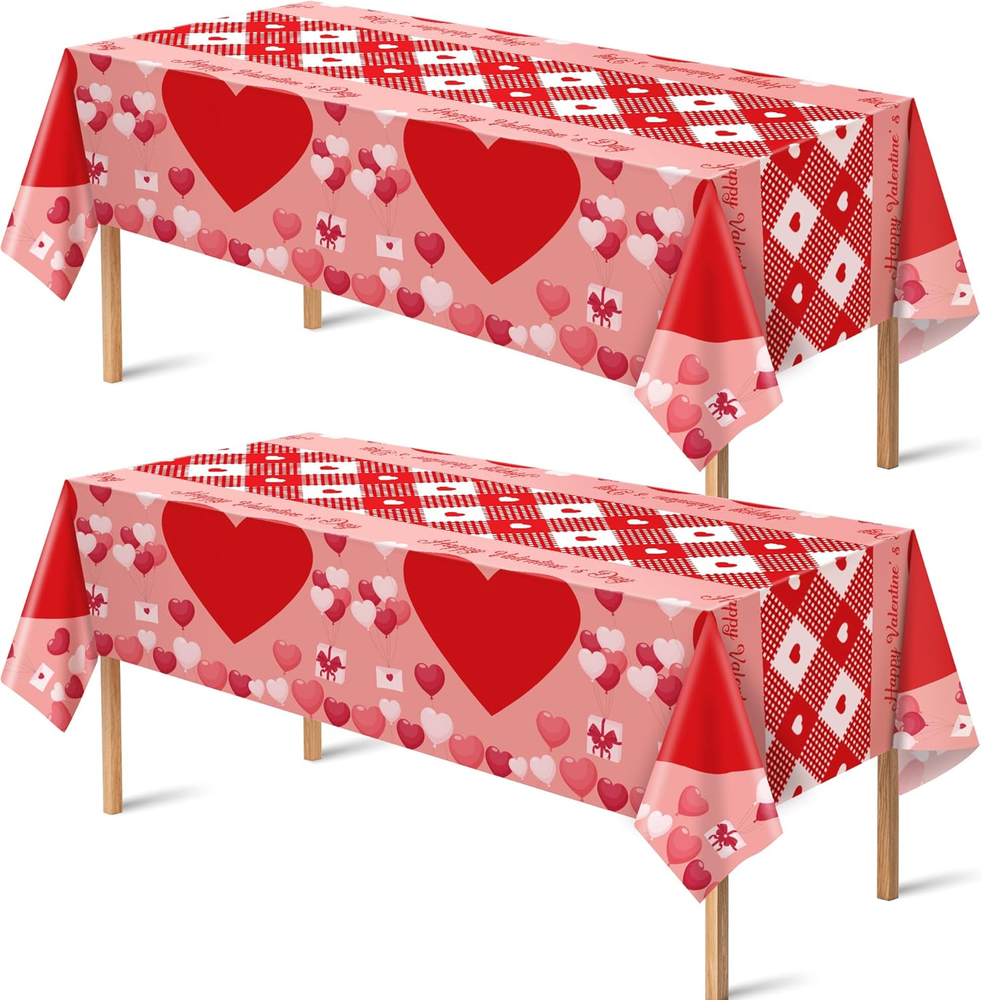 2 Pack Valentines Day Decorations - Valentines Decor - Disposable Plastic Valent