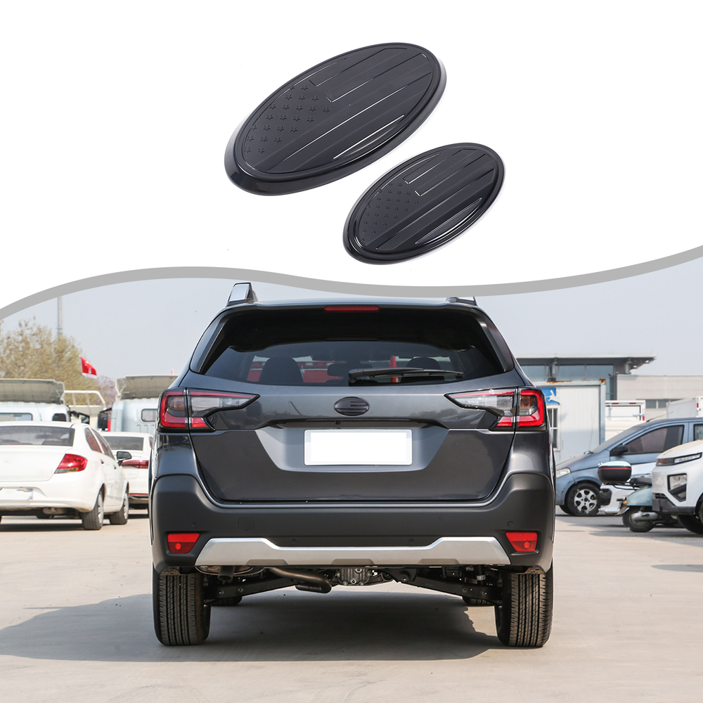Black ABS US Flag Front Rear Emblem Badge Trim Cover For Subaru Outback 2021+