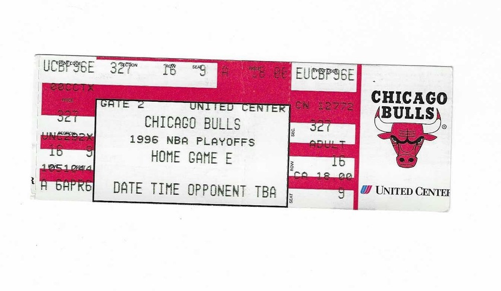 Chicago Bulls vs New York Knicks Unused Playoff Basketball Ticket 5/14/1996