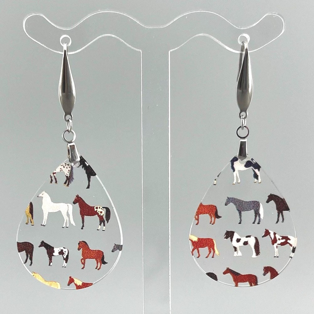 Fun horse earrings, animal earrings, horse lover gift for equestrian, country