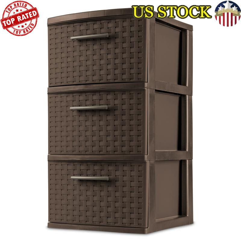 3-Drawer Storage Tower Opaque Drawers Easy Pull Handles Home Organization New