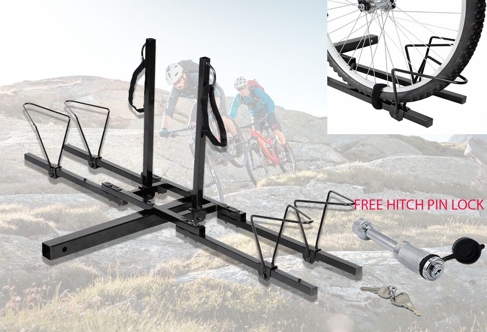 Adjustable Double Bike Hitch Mount Rack with PinLock Carrier-image