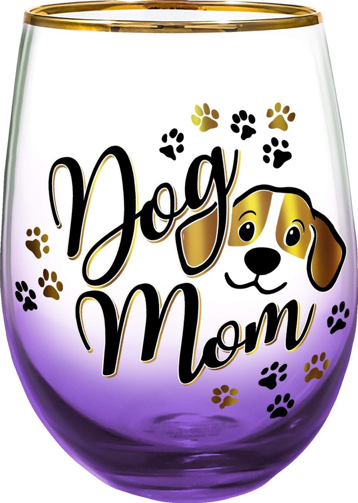Dog Mom Stemless Wine Glass for Pet Lovers