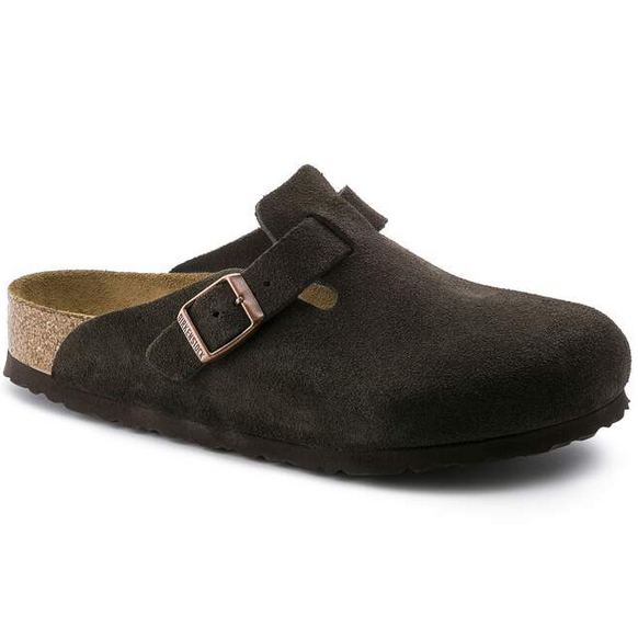 Birkenstock Unisex Boston Suede Soft Footbed Slip-Ons Clog-Mocha