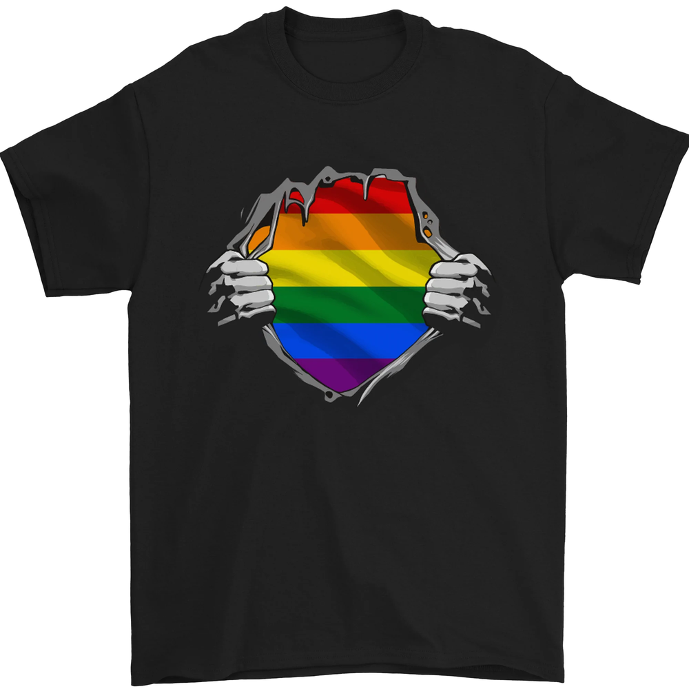 LGBT Rainbow Colours Pride Awareness Day Mens T-Shirt 100% Cotton-image