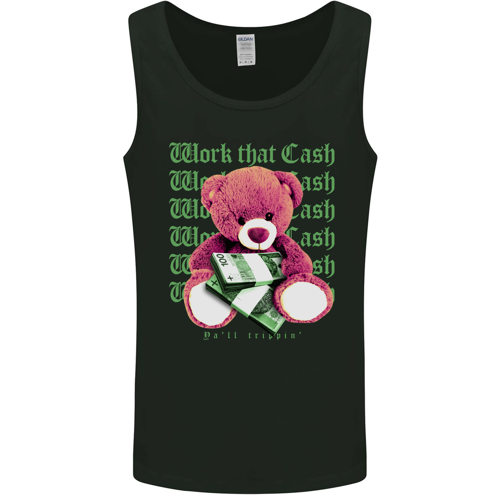 Work that Cash Teddy Bear Hustle Money Mens Vest Tank Top