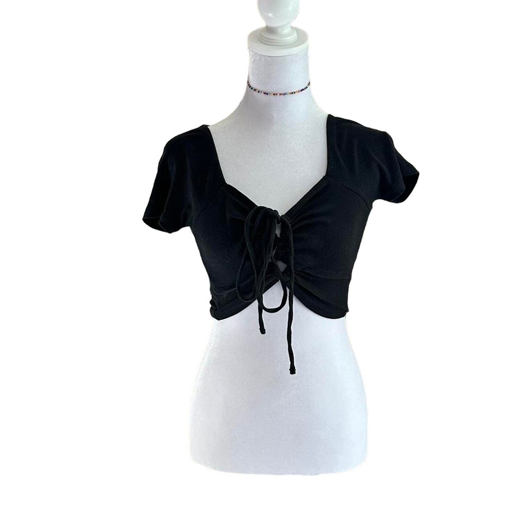 AEROPOSTALE | Black Y2K Goth Gothic Officegoth stretch crop top | SIZE SMALL