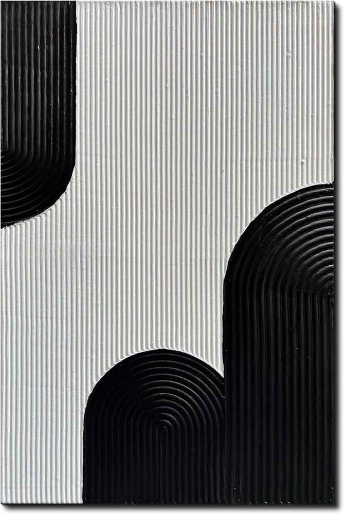 Black and white minimalist canvas hand-painted oil painting decoration mural