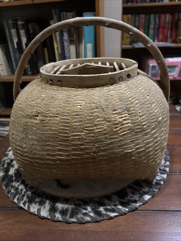 Antique  Primitive Hand Woven Snake Basket