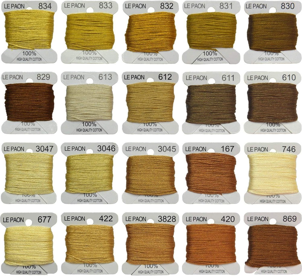 20Bobbins 20 Colors Embroidery Floss bobbins - Cross Stitch Threads - 834-869
