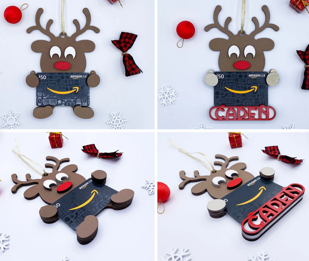 Customized Gift Card Ornaments Holders Christmas Santa Snowman, Rudolph Reindeer-image