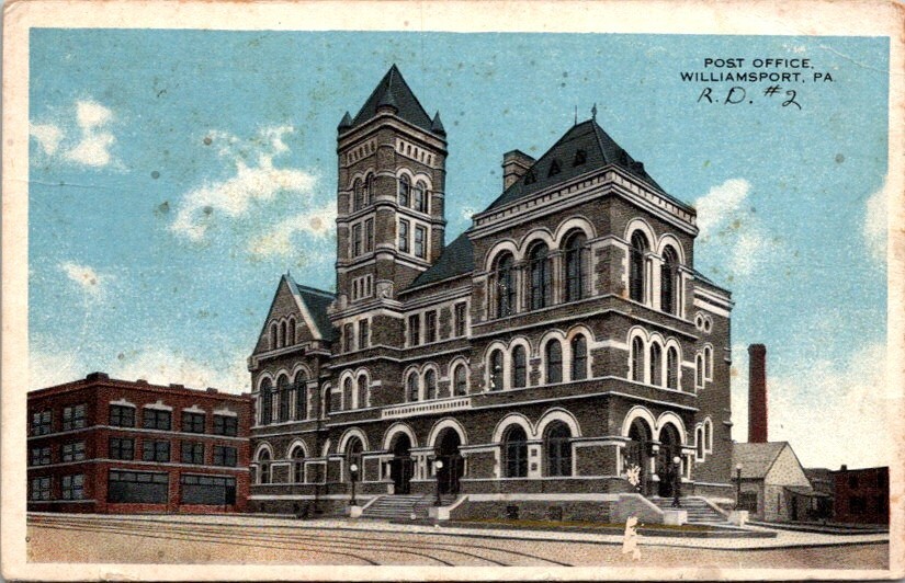 Williamsport Pennsylvania Post Office Vintage Postcard                     18483