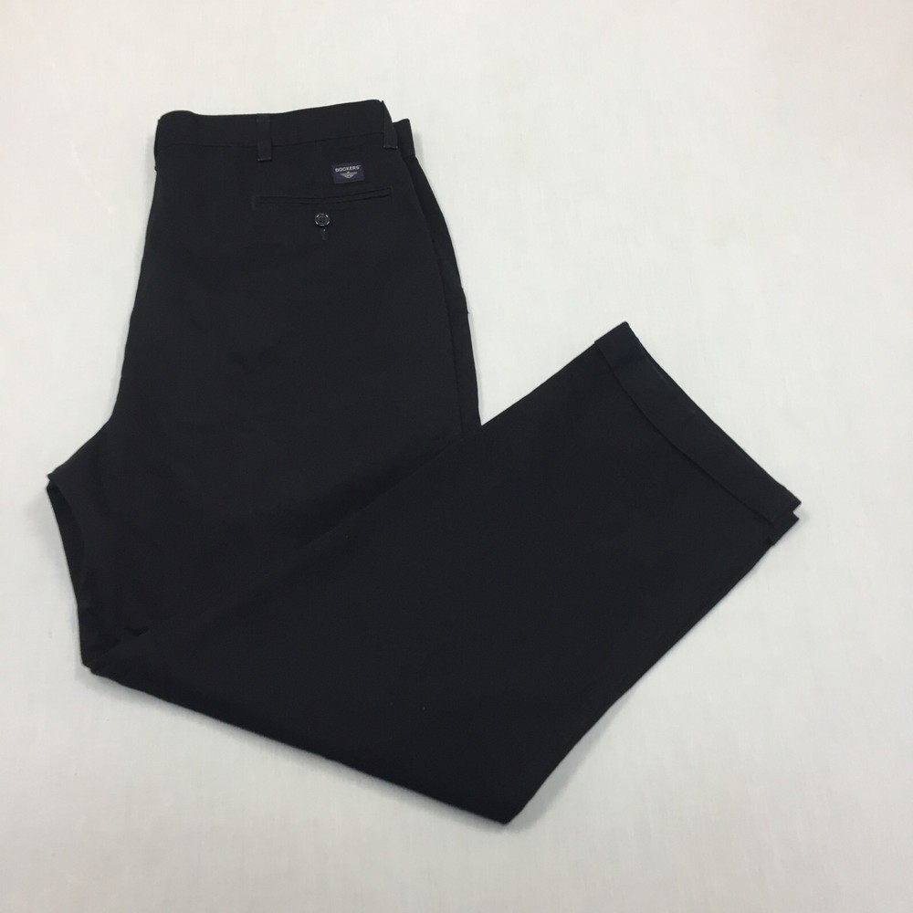 Dockers Chino Trousers Cotton Pants Straight Fit Mens Size 40W 30L Black