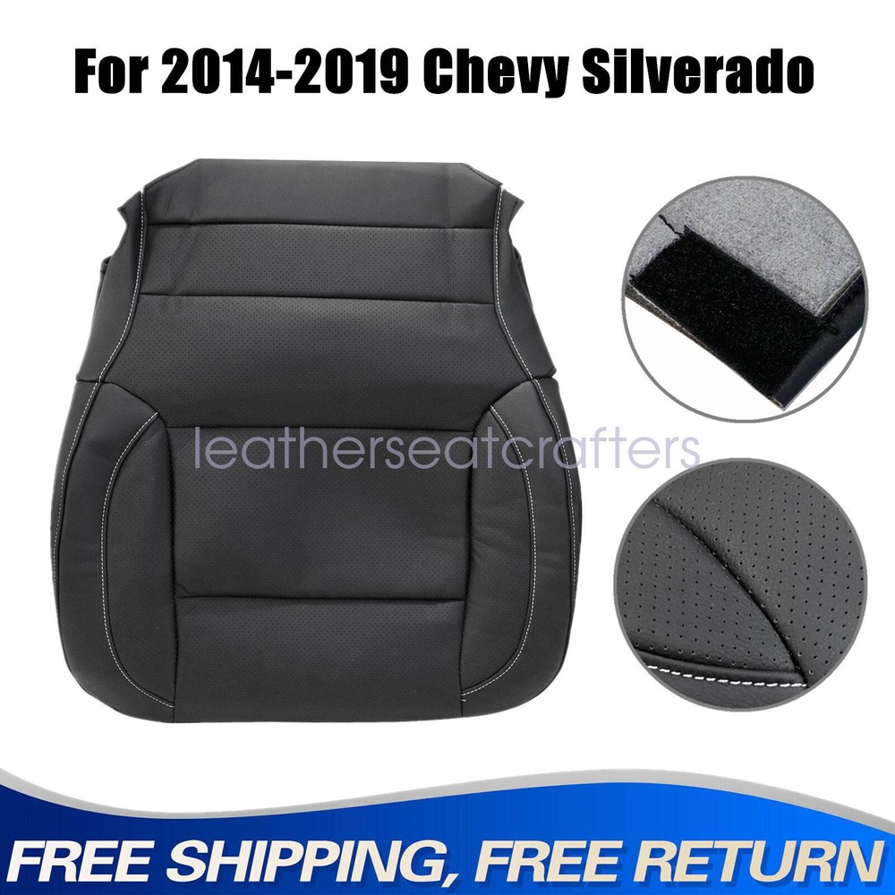 Driver Bottom Perforated Leather Seat Cover Jet Black For 2014-2019 GMC Sierra