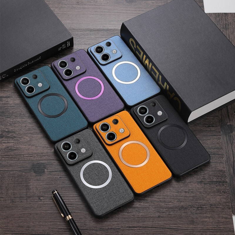 Magnetic Cloth Pattern Shockproof Back Case For Xiaomi Redmi Note 13 Pro + 5G 4G