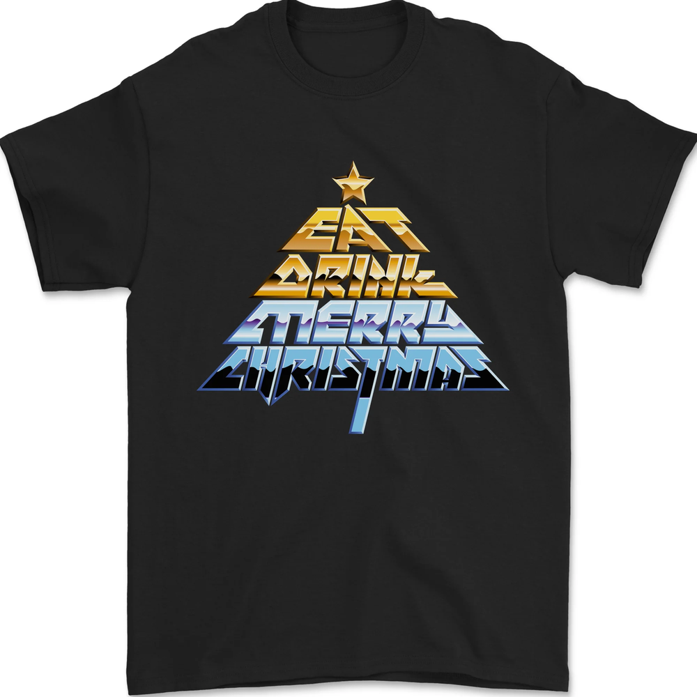 Rock n Roll Christmas Heavy Metal Music Xmas Mens T-Shirt 100% Cotton