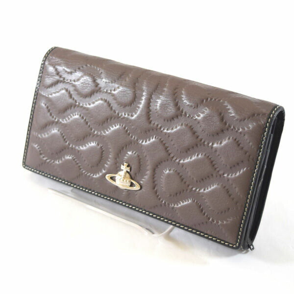 Vivienne Westwood Squiggle Bifold Wallet Leather Brown Used S Rank 12 Card Slots