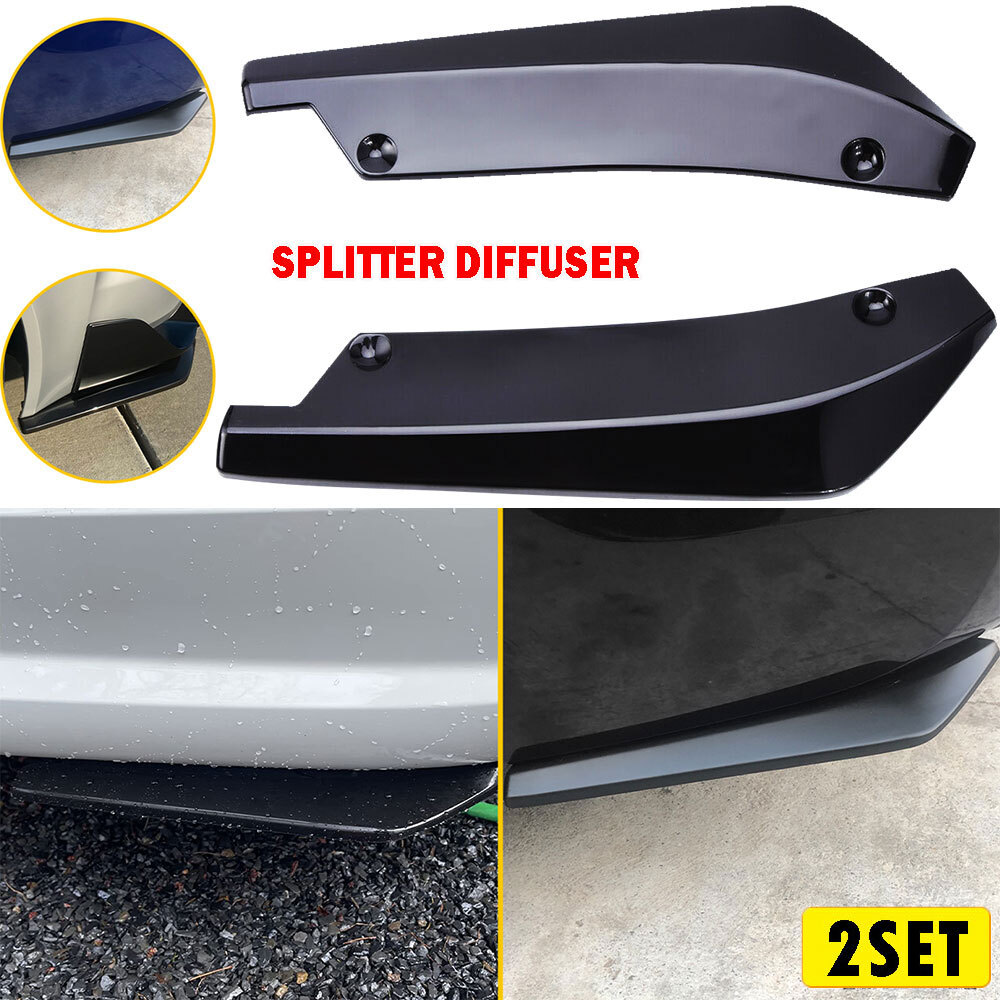 Universal 4X Car Rear Bumper Lips Side Splitter Canard Diffuser Spats Spoiler Body Kit